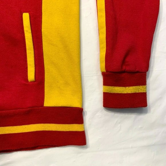 Carbon ESPANA Number 21 Track Jacket Fleece Lined Striped Spell Out Red Yellow M - Picture 8 of 12
